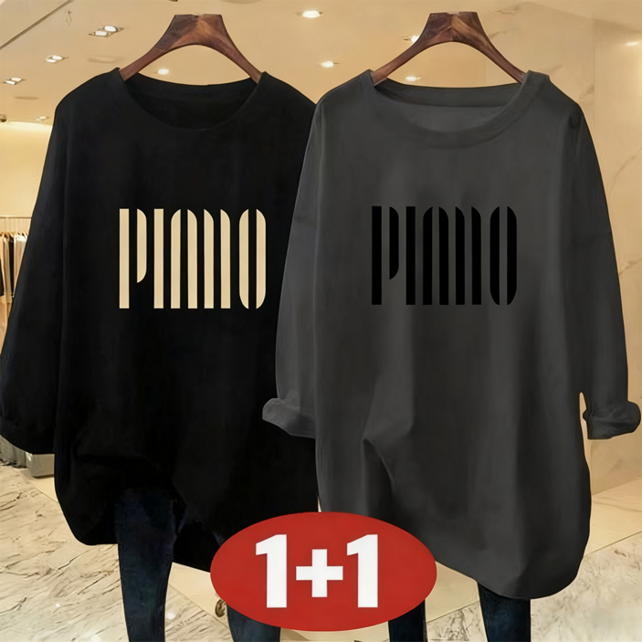 오스틱니 150kg까지 빅사이즈 1+1 레이어드 맨투맨 여성 봄 가을 편한 라운드 100% 순면 프린트 레터링 박시핏 긴팔 박스 긴팔티 오버핏 티셔츠 롱티심플예쁜 코디 외출 간절기