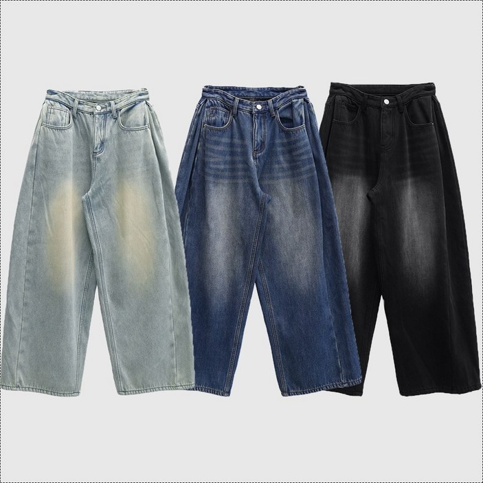 키140키150키160 키키코 융기모폴딩핀턱와이드데님팬츠 중학생 겨울 와이드 청바지