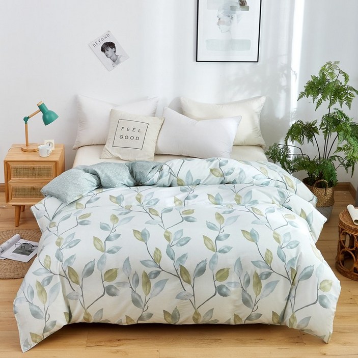 고밀도 워싱 순면 이불커버 양면커버 꽃무늬 침구 150160180200220 4color