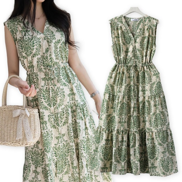 메리앤유 여름휴가용 랩스타일 나시원피스 휴양지 비치웨어