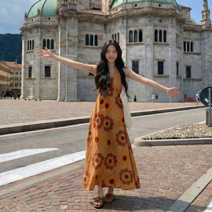 에쥬아 여성 민소매 원피스 비치웨어 롱원피스