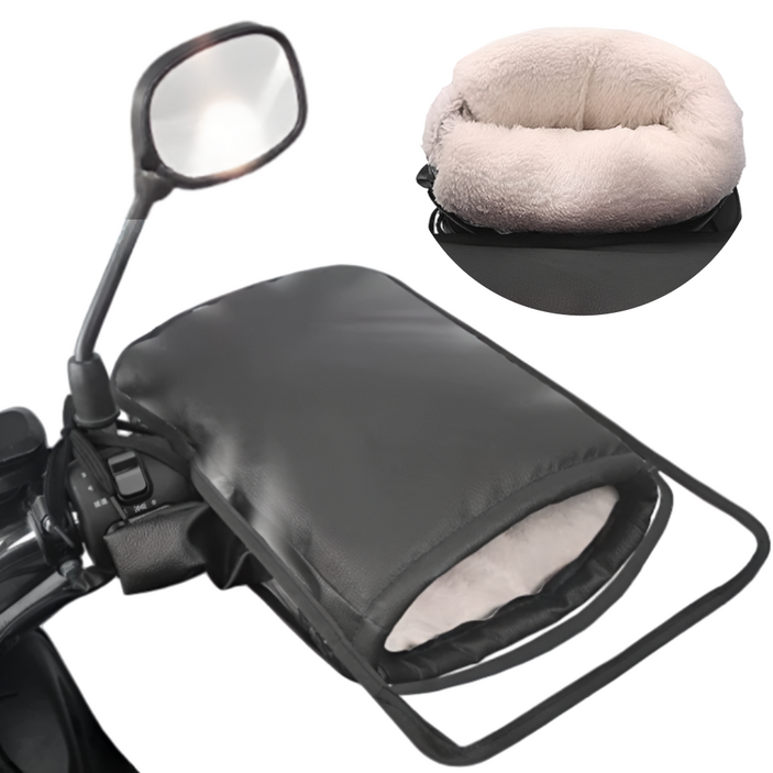 브레베네 따뜻한 오토바이 가죽 방한토시 방수 비닐커버 세트, 리미티드블랙