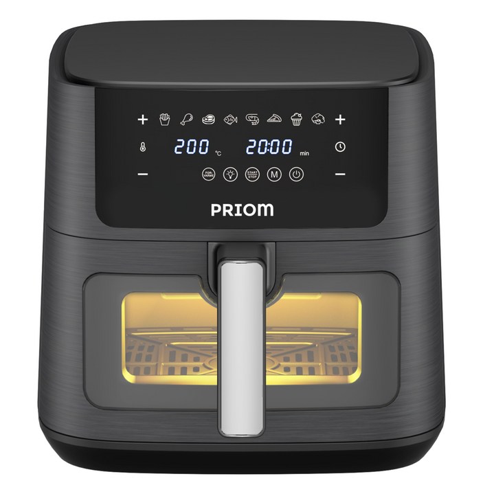 프리옴 저소음 에어프라이어 9L 대용량 보이는 투명 유리창, 블랙, AFBLACK 9L