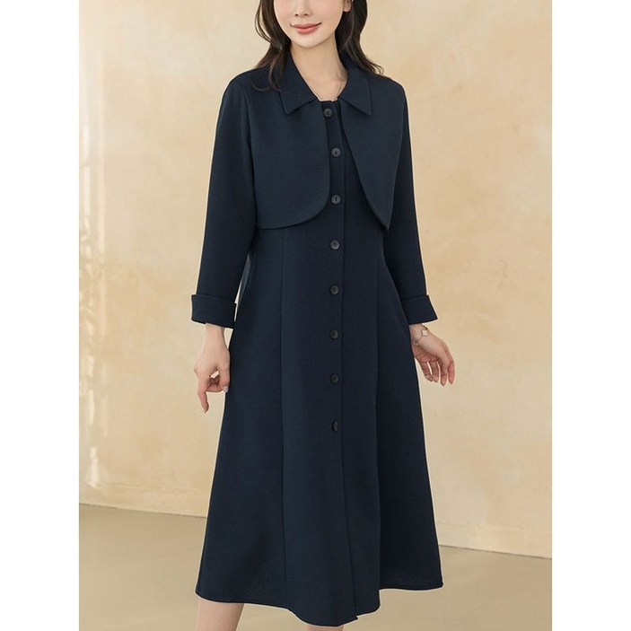 디얼마미 디얼마미  클래식 카라 날개 원피스 마담 미시 중년 여성 빅사이즈 40대 50대