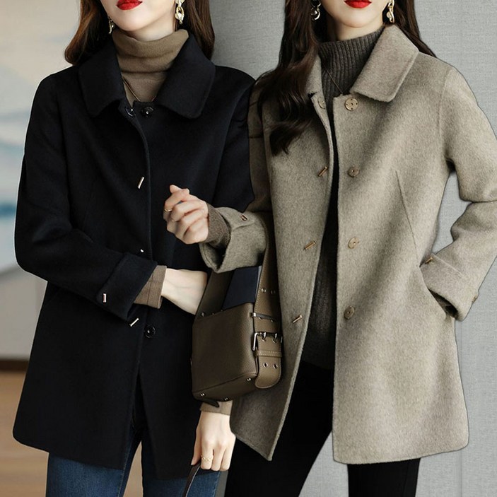 고급스러운 패션 심플 모직코트 캐주얼 여성의류 가을겨울 아우터 핸드메이드코트 자켓