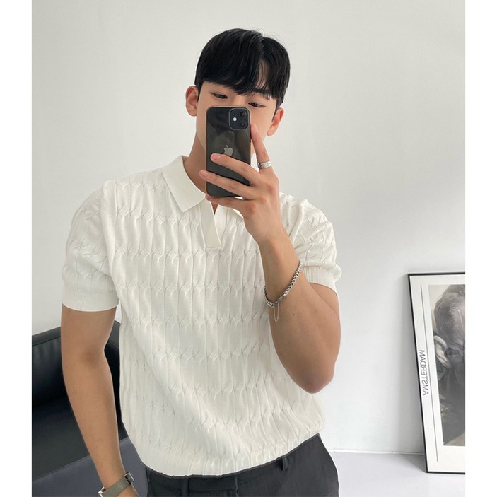 ANYOU 남성 반팔티 칼라T 슬림 머슬핏 반팔 여름 ANYOU 남성 반팔티 칼라T 슬림 머슬핏 반팔 여름