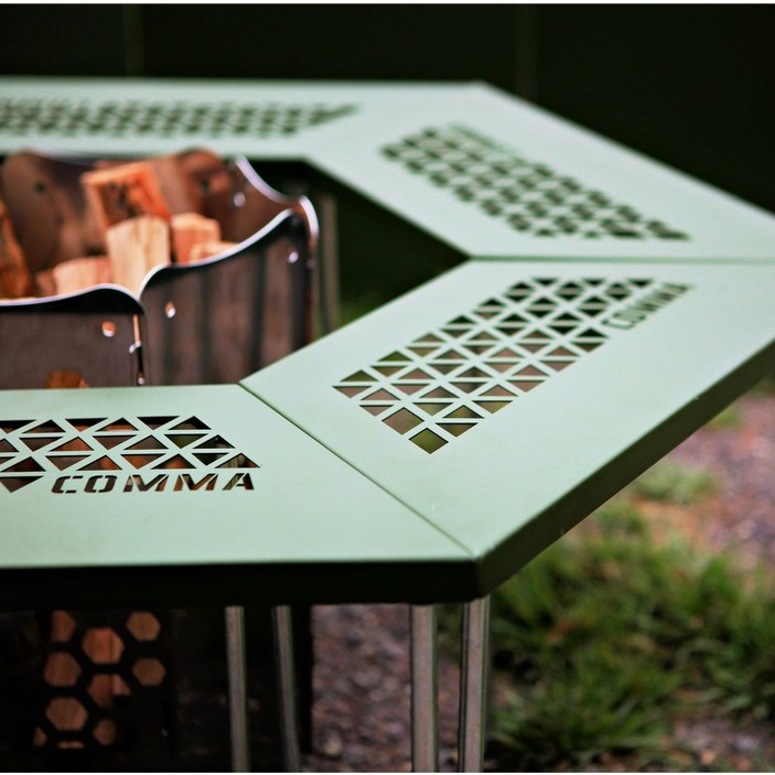 감성캠핑 캠핑테이블 화로테이블 난로테이블 육각테이블 보조 선반 테이블 콤마 - 투데이밈