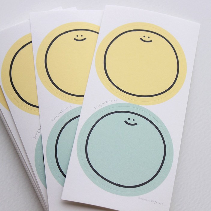 스마일 원형 메모 스티커