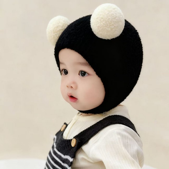 블랙체리 유아동 겨울 곰돌이 보넷