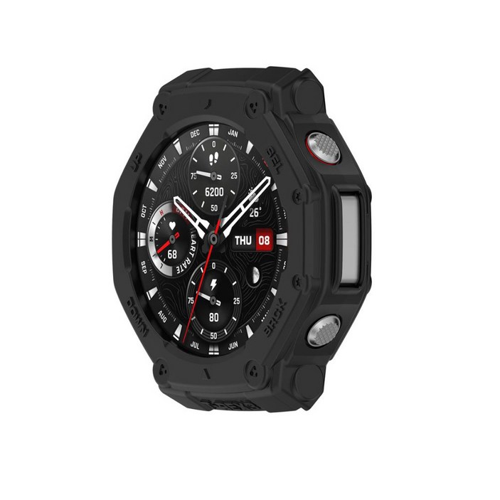 COCOGOGO 어메이즈핏 티렉스3 풀커버 케이스 9H강화유리, 블랙강화유리, 1개