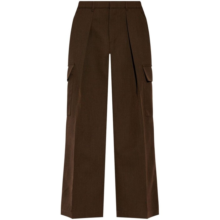 버버리 플리츠 디테일 울 카고 팬츠