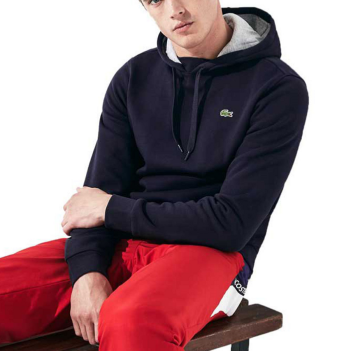 라코스테 LACOSTE 플리츠 기모 후드 티셔츠 SH2128 네이비 라코스테 LACOSTE 플리츠 기모 후드 티셔츠 SH2128 네이비