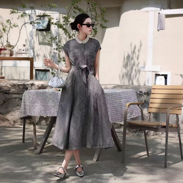 ORZQU 여름 여성 원피스 패션 루즈핏 A라인 튜닉 셔츠 원피스