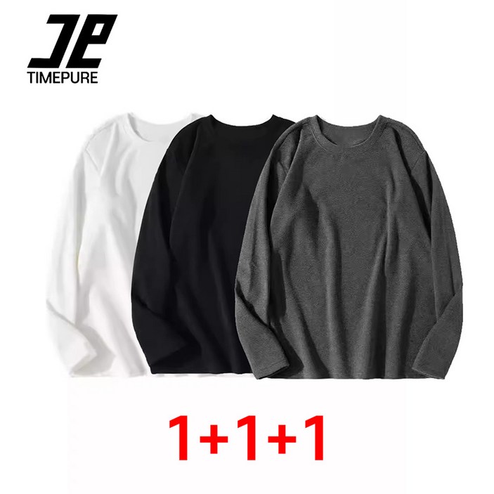 TIMEPURE 1+1+1 봄가을 라운드넥 긴팔 이너웨어 긴팔 티셔츠 긴소매