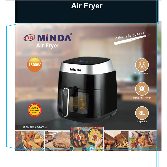 저소음 에어프라이어 8L 시각화 대용량, 블랙, AF-7001M