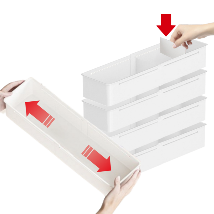 키앤 길이조절 칸막이분리 수납 정리함, 5개