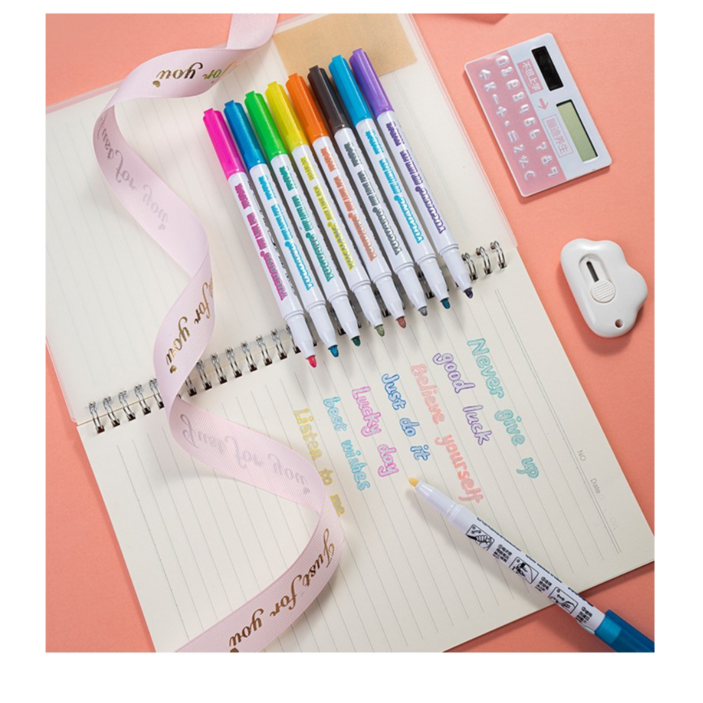 클로젯 더블 형광펜 다이어리 전용 스케치북 컬러 반짝이는 형광펜 8색, 1개, 8색