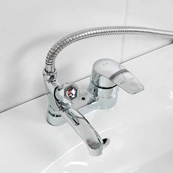 아바스 국산 KS인증 2홀 샤워겸용 수도꼭지 샤워수전 욕실 화장실 4인치 세면대수도꼭지 세면대수전, 1개