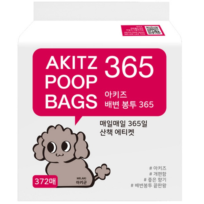 아키즈 강아지 365일 배변봉투 플로랄향 372p, 단일색상, 372개입, 1개 아키즈 강아지 365일 배변봉투 플로랄향 372p, 단일색상, 372개입, 1개