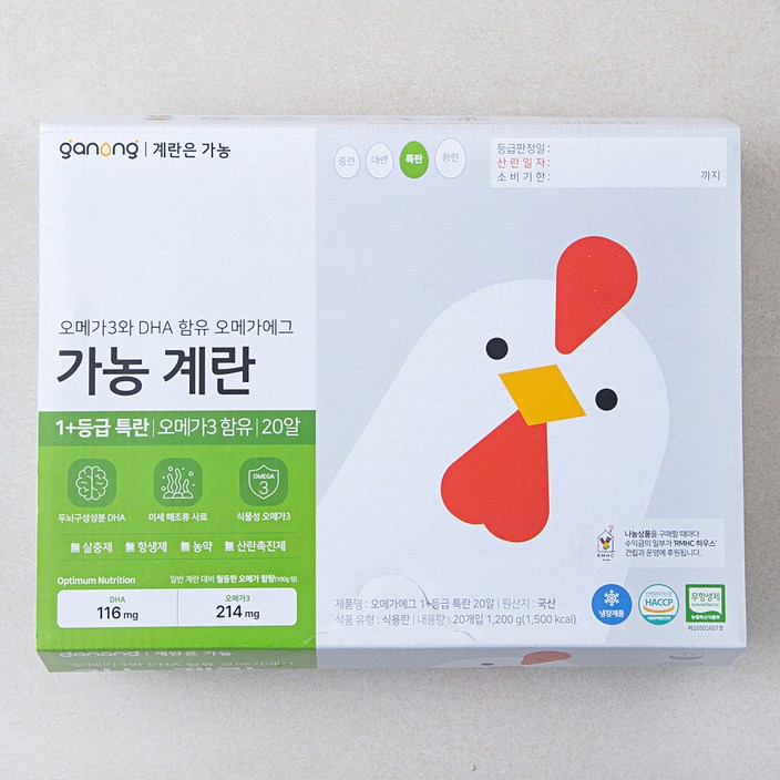 로켓프레시 가농 무항생제 인증 오메가 1등급 특란 1.2kg 로켓프레시 가농 무항생제 인증 오메가 1등급 특란 1.2kg