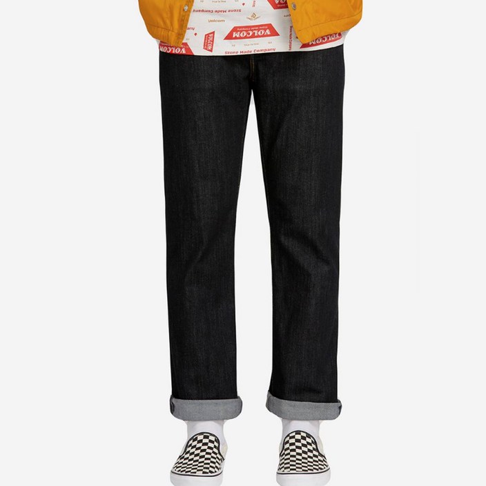 남성용 VOLCOM SOLVER 모던 스트레이트 데님 청바지 VA204DN801
