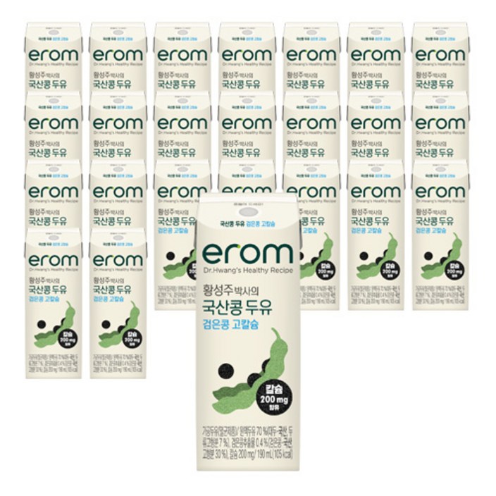 이롬 황성주 박사의 국산콩 두유 검은콩 고칼슘, 190ml, 24개