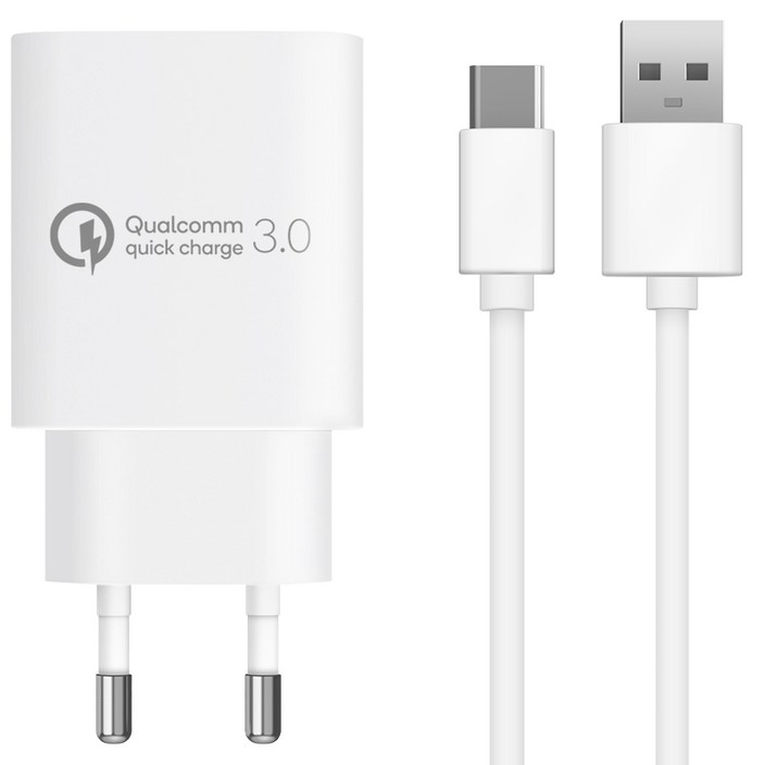 홈플래닛 퀄컴 공식인증 QC 3.0 18W 고속충전기 C타입 케이블 1.2m 세트, 화이트, 1세트 홈플래닛 퀄컴 공식인증 QC 3.0 18W 고속충전기 C타입 케이블 1.2m 세트, 화이트, 1세트