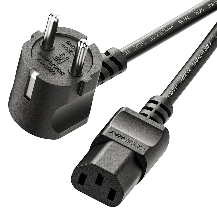 코드웨이 국산 AC 10A 전원코드 파워케이블 블랙, 1개, 3m