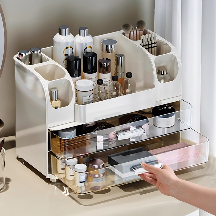Shipshape 투명 서랍식 다용도 화장품 정리함 대용량 정리대