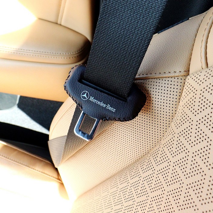 스타 벤츠E클래스 W213 E220 E300d 안전벨트 가죽 체결클립 레터링 버클커버 차량용품, 라이트브라운, 1개