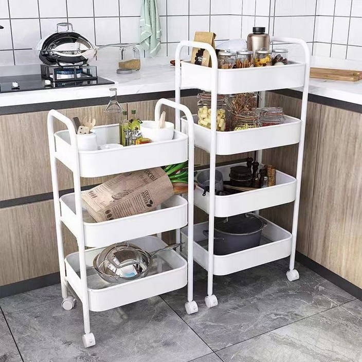 이동식 트롤리 3단 튼튼한 철제 이동식 수납장 주방카트