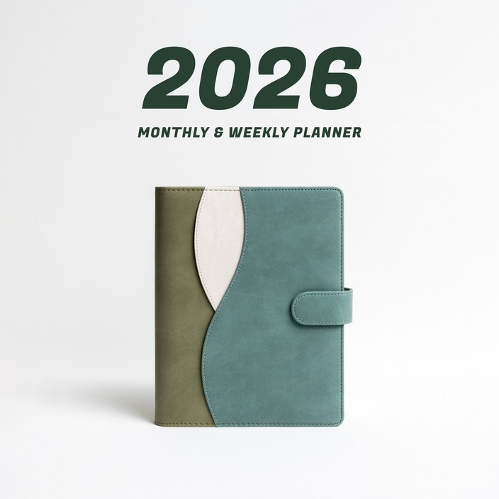 WAVY 프리미엄 6공 비즈니스 2026년 날짜형 다이어리, 올리브 그린 (날짜형)