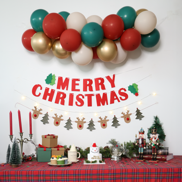 파티레시피 크리스마스 가랜드 호일풍선 세트, 1세트, 심플세트호일풍선x