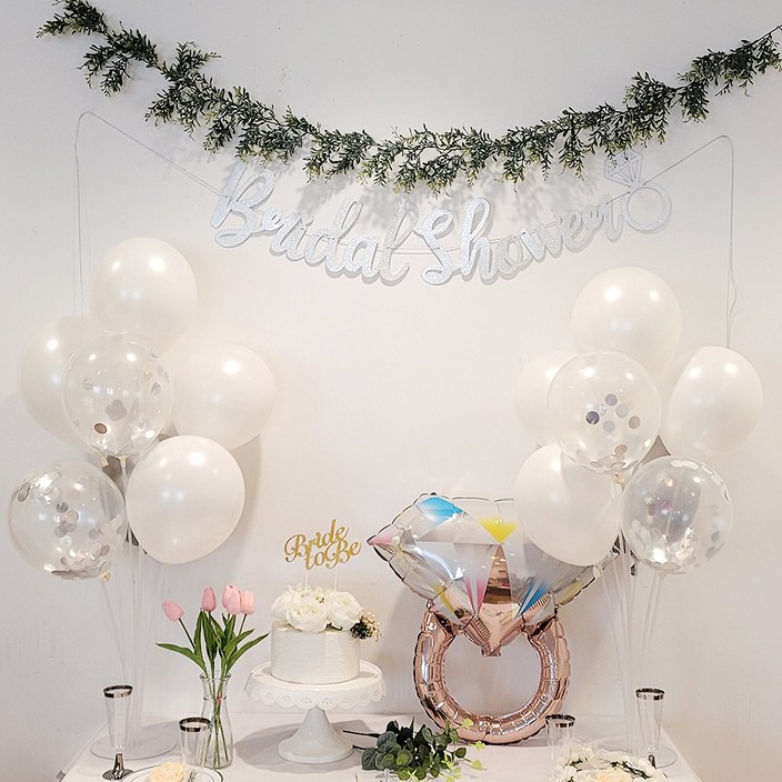 올리브파티 보태니컬 브라이덜샤워 풍선 세트, 화이트, 1세트