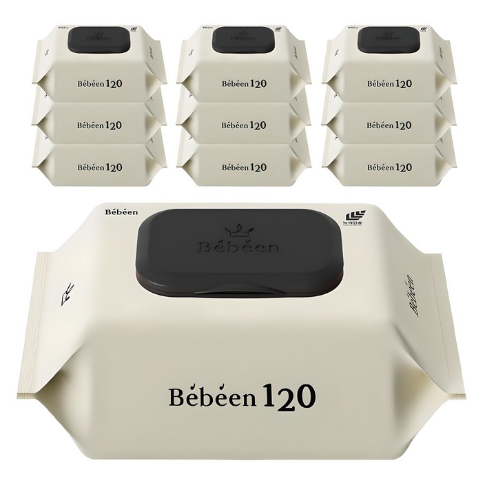 Bebeen 120 엠보싱 대용량 아기물티슈 캡형, 50g, 120매, 10개 Bebeen 120 엠보싱 대용량 아기물티슈 캡형, 50g, 120매, 10개
