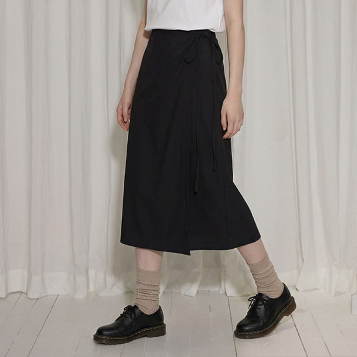 S2XL 자체제작여성 랩스커트 H라인 랩 롱 스커트 빅사이즈 하객룩 리본 스커트