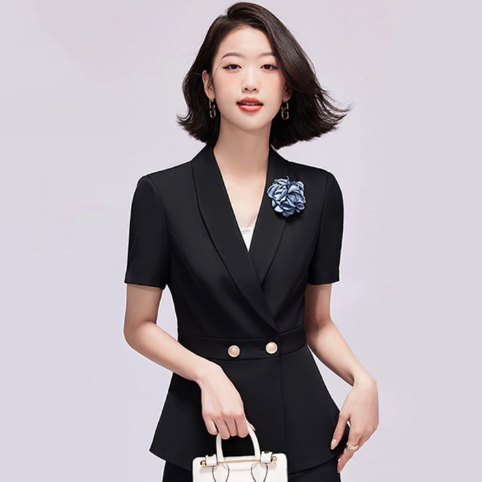 스타일로그 러블리 투버튼 반팔 여성정장자켓단품