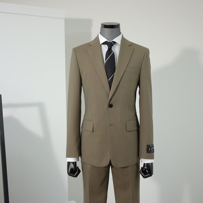 리버클래시 슬림핏 수트 싱글 울 혼방 투톤 슬림 3PCS 정장 다크베이지 (조끼별도) LJS11161BE