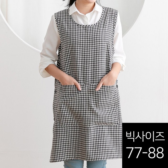 데코에버 러블리 체크 원피스 앞치마 L (77~88)