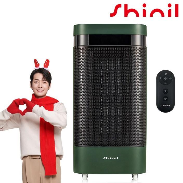 BEST 무료배송 당일출고 신일 이동식 초강력 3000W PTC 전기 온풍기 전용 리모컨 3초 즉각발열 전기히터 색상 옵션선택, 딥그린