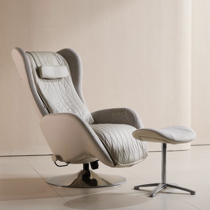 알트레스트AL002 마사지 리클라이너 천연 소가죽 아이보리 안락 수면 안마의자