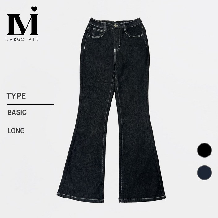 라르고비에 논페이드 스티치 슬림 부츠컷 데님 팬츠 생지 청바지기장2종