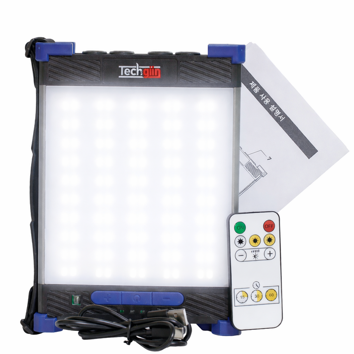 크기중 테크진 충전식 LED 캠핑 랜턴 3천루멘스 20000mAh 슈퍼 강력 자석 대용량 배터리 리모컨 방식 작업등 손잡이 걸이식 각도 조절 조명 라이트, dark blue, 1개