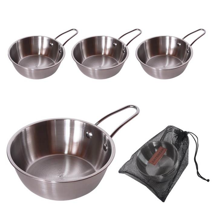 데이브렉 스테인리스 손잡이 캠핑 앞접시 라면그릇