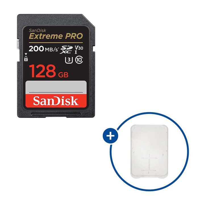 샌디스크 익스트림 프로 SD메모리카드 Extreme PRO UHS-I 128GB + SD카드 케이스, 1개, 128GB