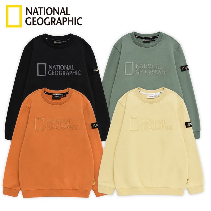 백화점정품 내셔널지오그래픽 키즈 기모 컬러 맨투맨 티셔츠 어린이 겨울 긴팔 티셔츠 남아 여아 아동