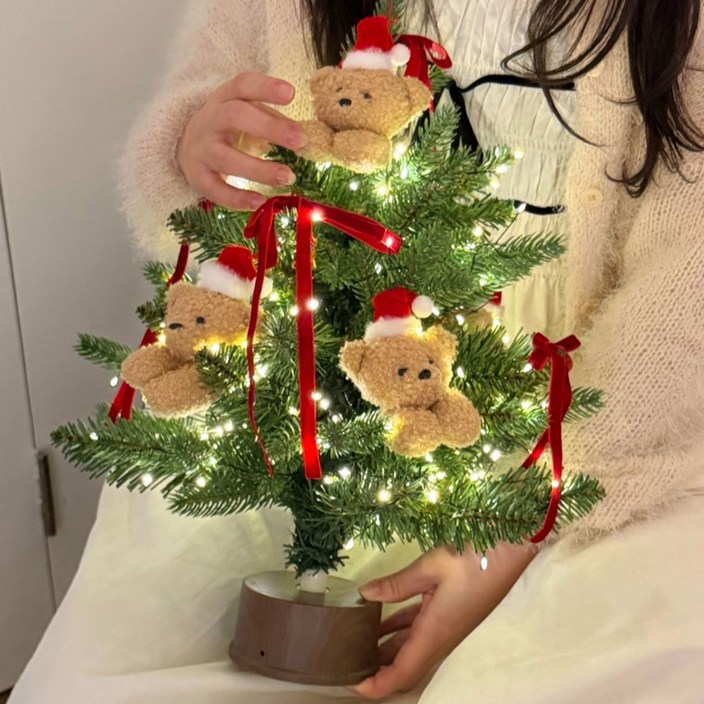 [당일출고]루시아이 곰돌이 회전 미니트리 풀세트 오르골 미니트리, 곰돌이