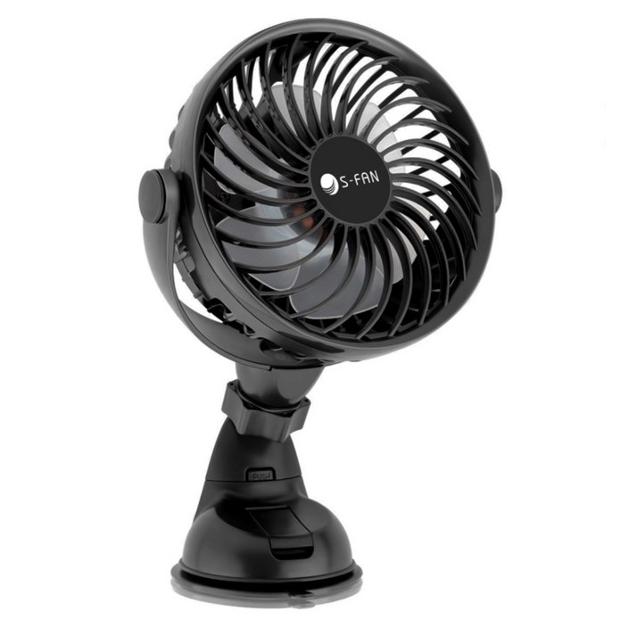 차량용 무선 선풍기 써큘레이터 유모차 헤드레스트 송풍구 흡착 거치대 S-FAN20, 블랙, S-FAN 20