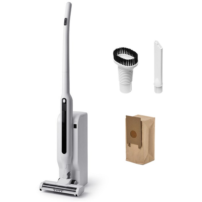 클래파 BLDC 초경량 자동먼지비움 클린스테이션 무선 청소기  먼지봉투2P  노즐 2종 BVCS185, 화이트