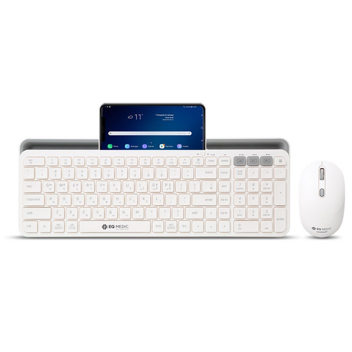 이큐메딕 항균 거치형 듀얼 블루투스 키보드 마우스 세트, 일반형, SanitizeBS5, 화이트